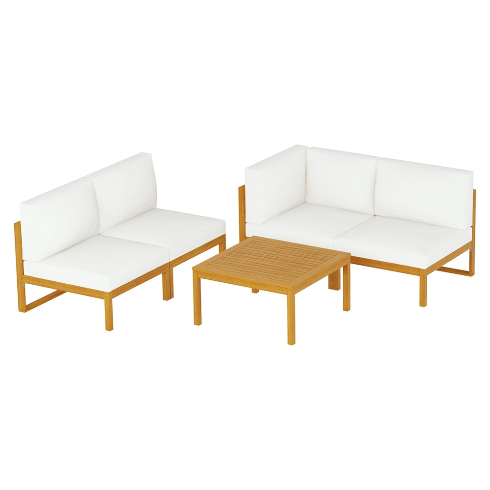 Marlook 4-Seater Outdoor Sofa Set Wooden Lounge Setting 5PCS