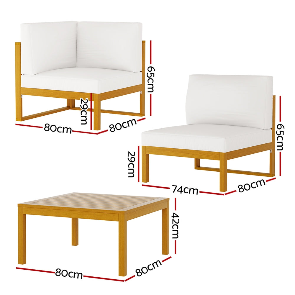 Marlook 4-Seater Outdoor Sofa Set Wooden Lounge Setting 5PCS