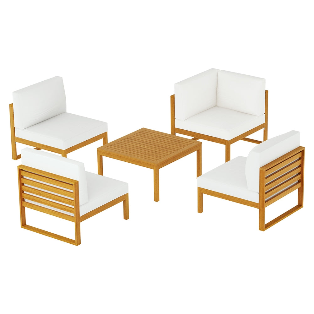 Marlook 4-Seater Outdoor Sofa Set Wooden Lounge Setting 5PCS
