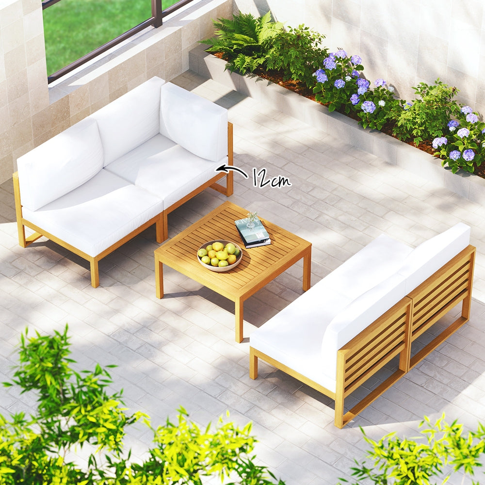 Marlook 4-Seater Outdoor Sofa Set Wooden Lounge Setting 5PCS