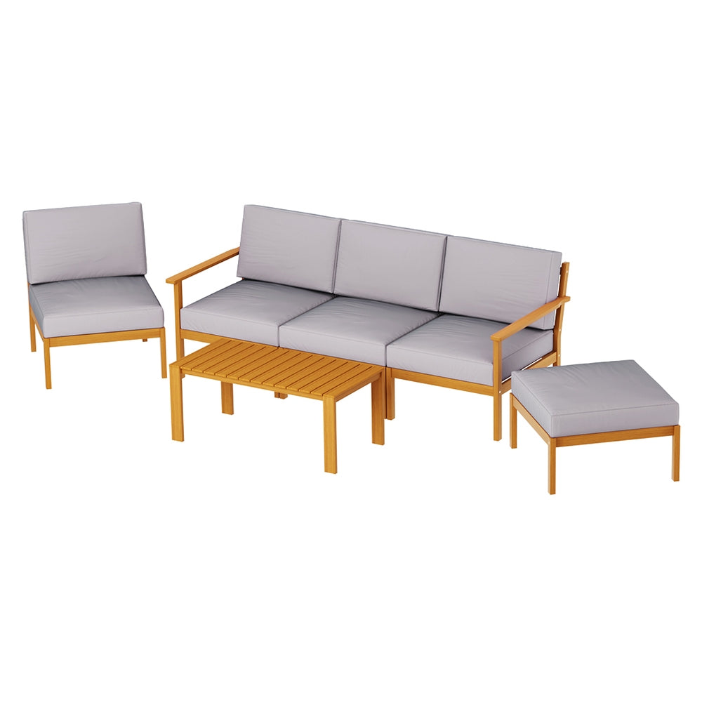 Marlook 5-Seater Outdoor Sofa Set Wooden Lounge Setting 6PCS