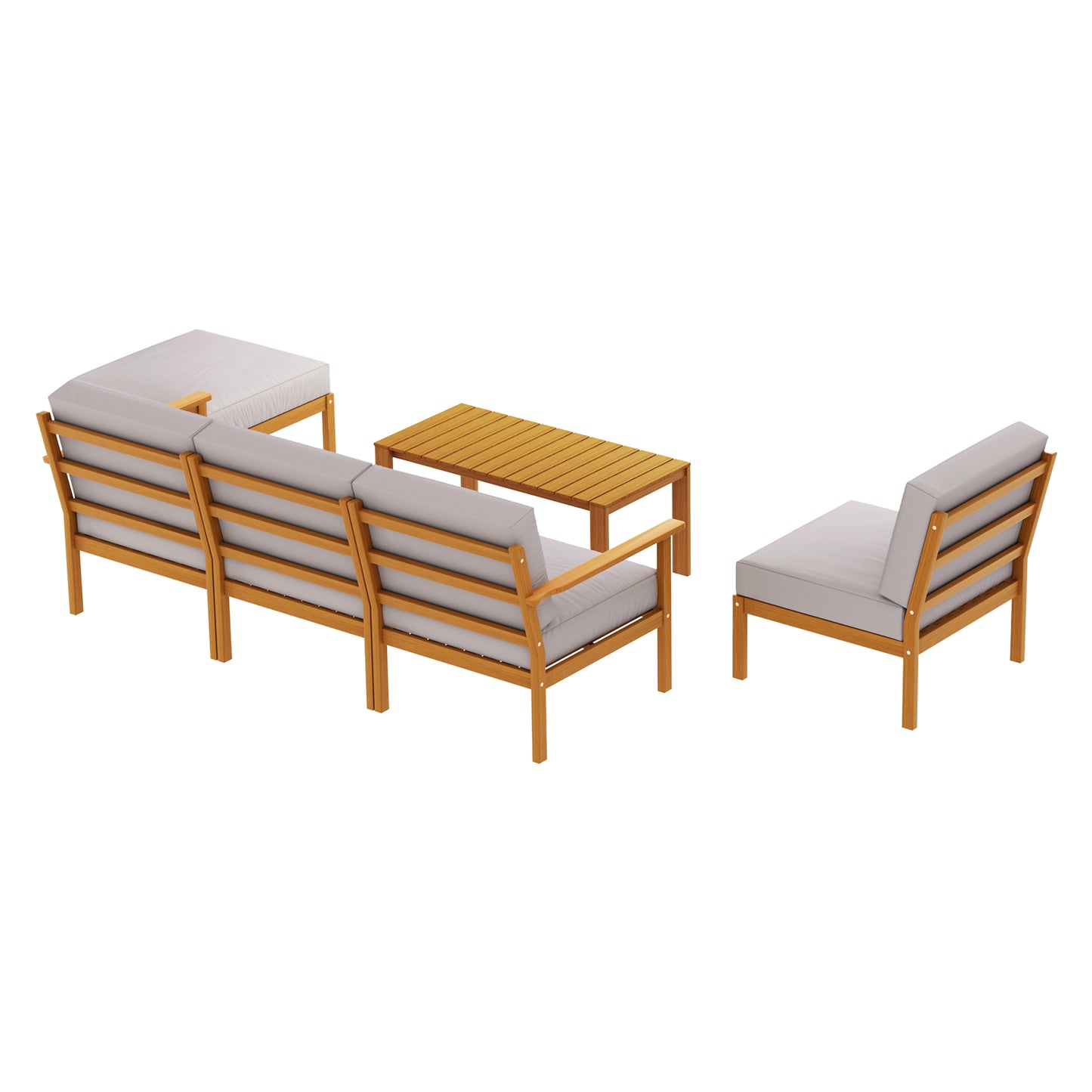 Marlook 5-Seater Outdoor Sofa Set Wooden Lounge Setting 6PCS