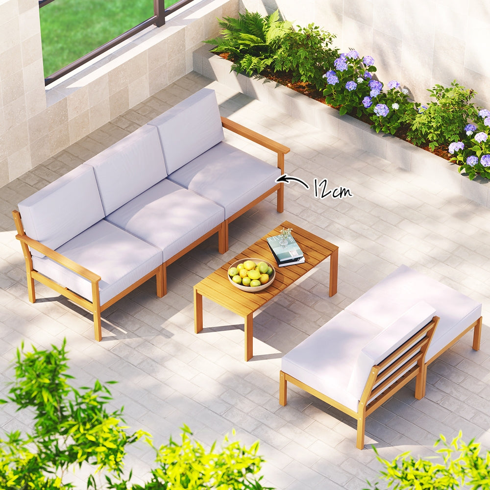 Marlook 5-Seater Outdoor Sofa Set Wooden Lounge Setting 6PCS