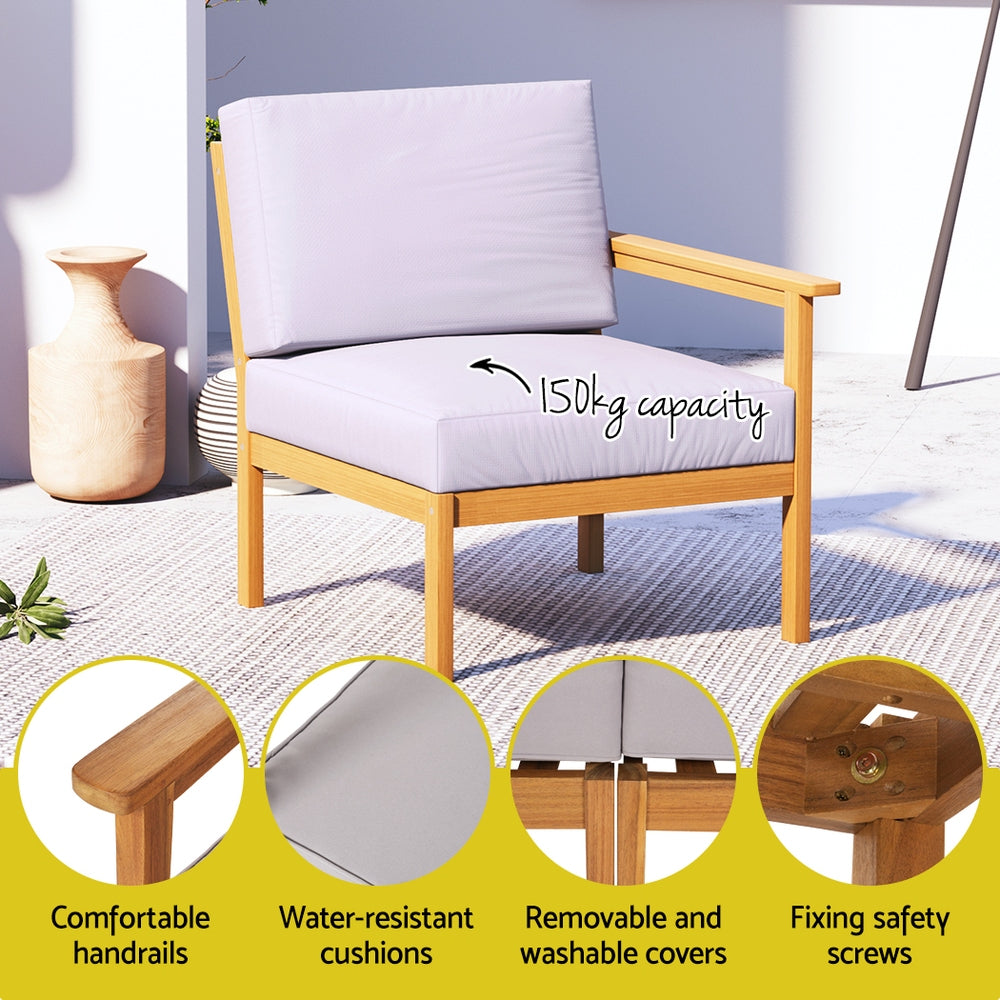 Marlook 5-Seater Outdoor Sofa Set Wooden Lounge Setting 6PCS