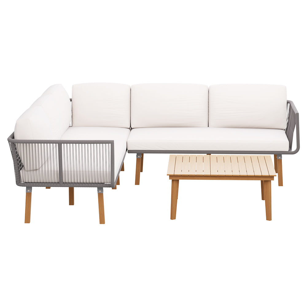 Marlook 5-Seater Outdoor Sofa Set Wooden Lounge Setting Aluminum