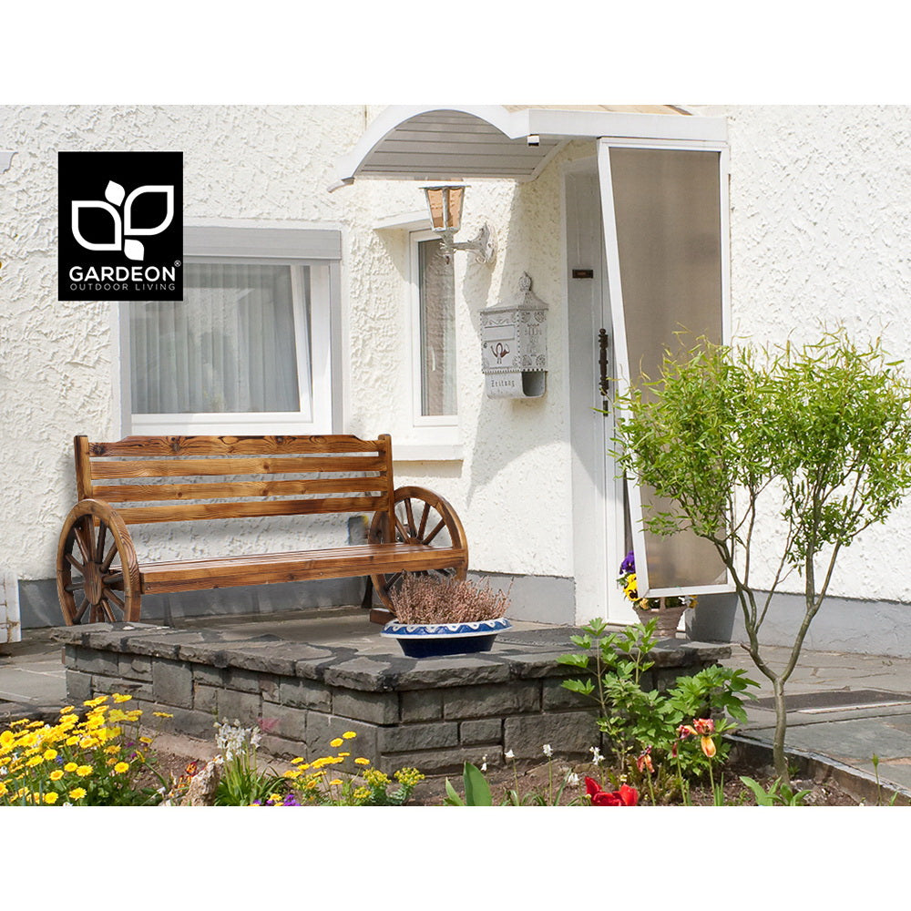 Marlook Outdoor Garden Bench Wooden 3 Seat Wagon Chair Lounge Patio Furniture