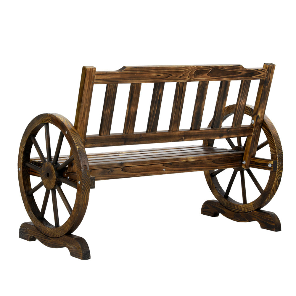 Marlook Outdoor Garden Bench Wooden 2 Seater Wagon Chair Patio Furniture Brown