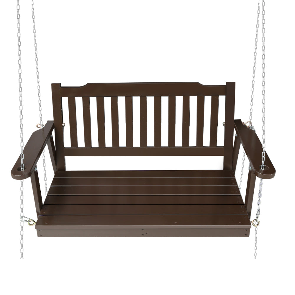 Marlook Porch Swing Chair with Chain Garden Bench Outdoor Furniture Wooden Brown