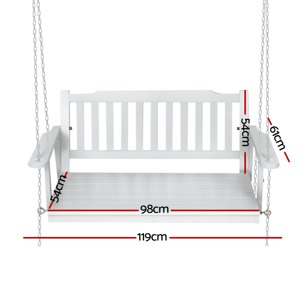 Marlook Porch Swing Chair with Chain Garden Bench Outdoor Furniture Wooden White