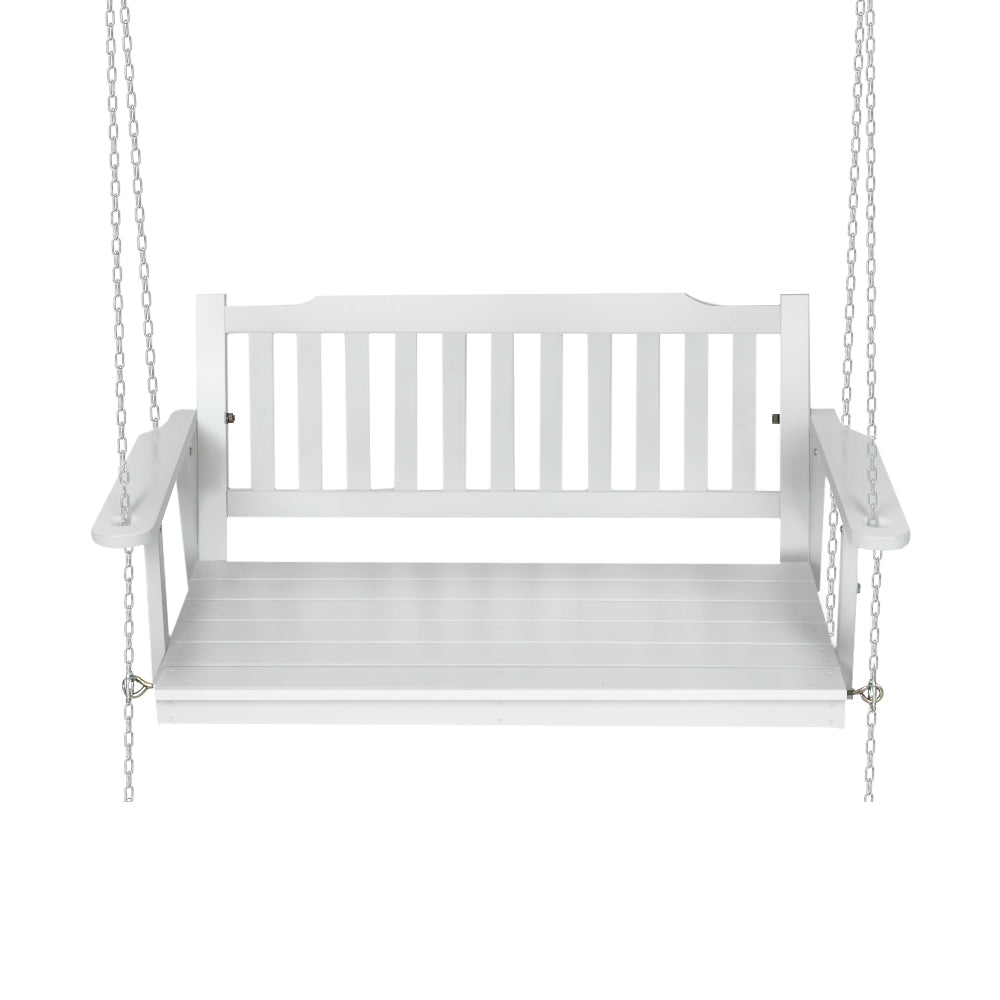 Marlook Porch Swing Chair with Chain Garden Bench Outdoor Furniture Wooden White