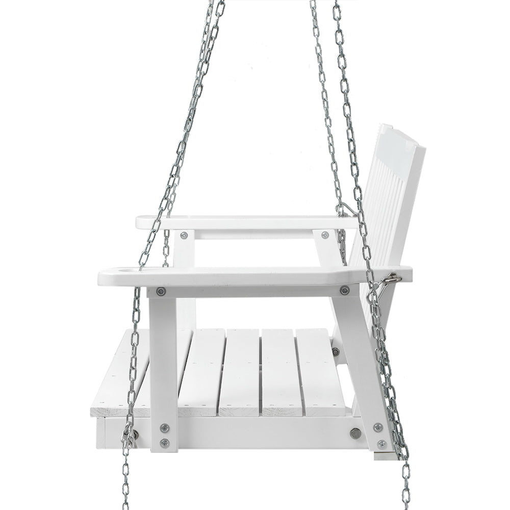 Marlook Porch Swing Chair with Chain Garden Bench Outdoor Furniture Wooden White