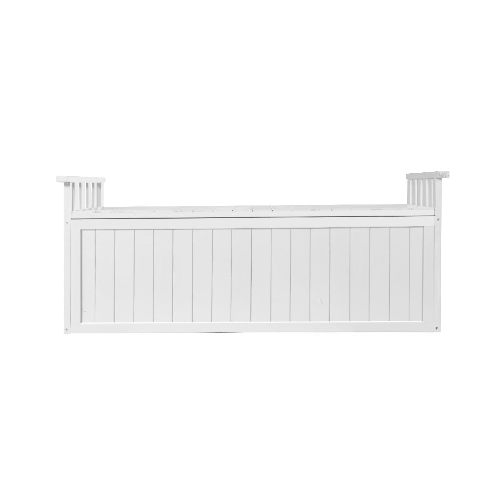 Marlook Outdoor Storage Bench Box 129cm Wooden Garden Toy Chest Sheds Patio Furniture XL White