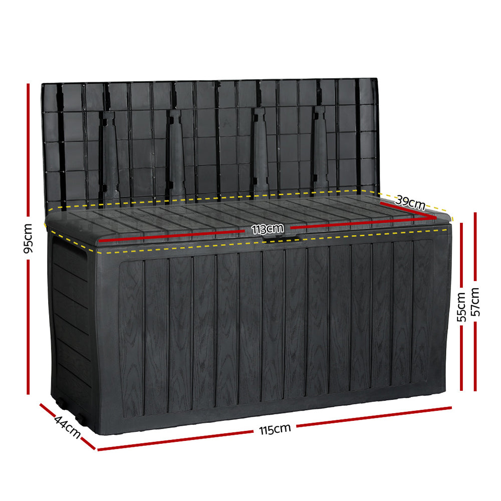 Marlook Outdoor Storage Box 220L Lockable Organiser Garden Deck Toy Shed Tool Black