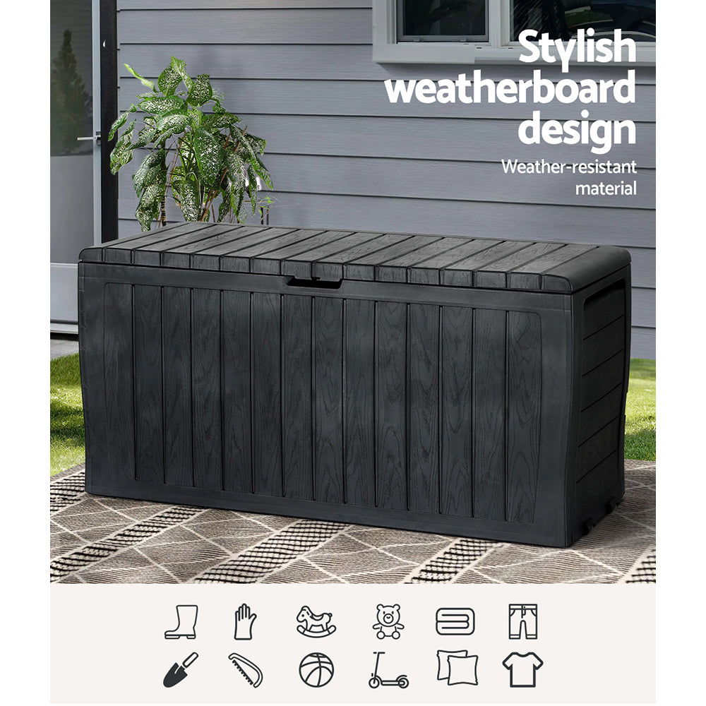 Marlook Outdoor Storage Box 220L Lockable Organiser Garden Deck Toy Shed Tool Black