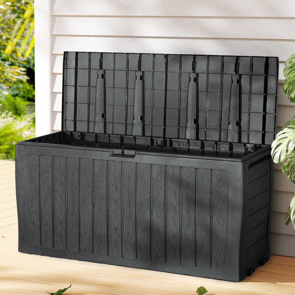 Marlook Outdoor Storage Box 220L Lockable Organiser Garden Deck Toy Shed Tool Black