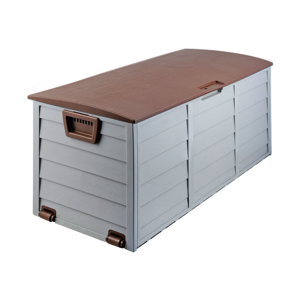 Marlook Outdoor Storage Box 290L Lockable Organiser Garden Deck Shed Tool Brown