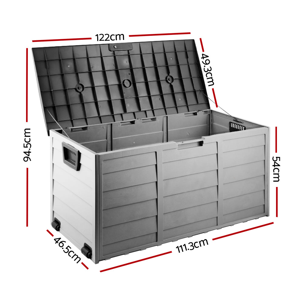 Marlook Outdoor Storage Box 290L Lockable Organiser Garden Deck Shed Tool Black
