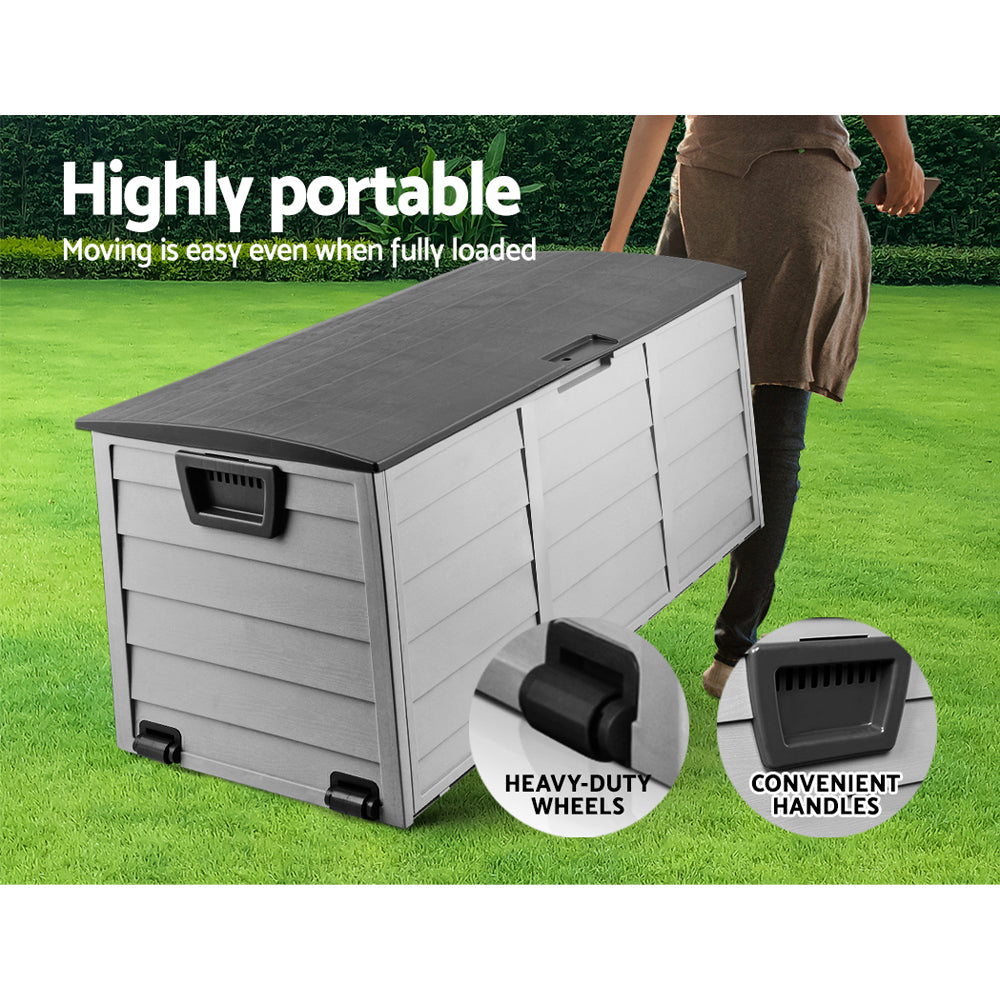 Marlook Outdoor Storage Box 290L Lockable Organiser Garden Deck Shed Tool Black