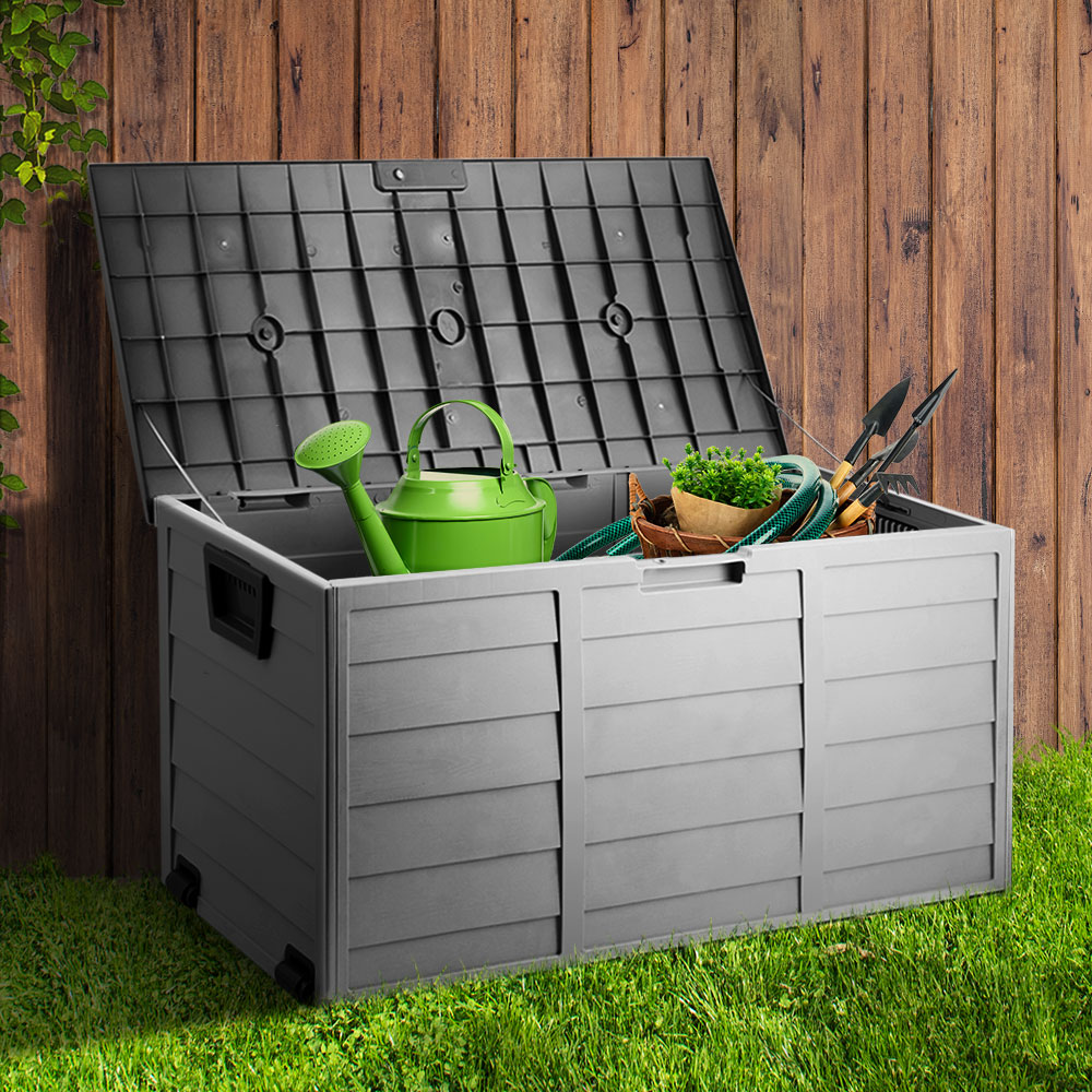 Marlook Outdoor Storage Box 290L Lockable Organiser Garden Deck Shed Tool Black