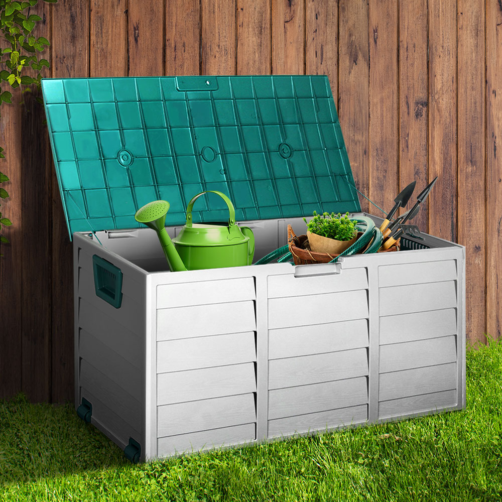 Marlook Outdoor Storage Box 290L Lockable Organiser Garden Deck Shed Tool Green
