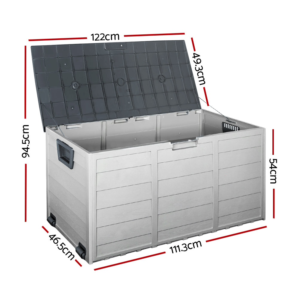 Marlook Outdoor Storage Box 290L Lockable Organiser Garden Deck Shed Tool Grey