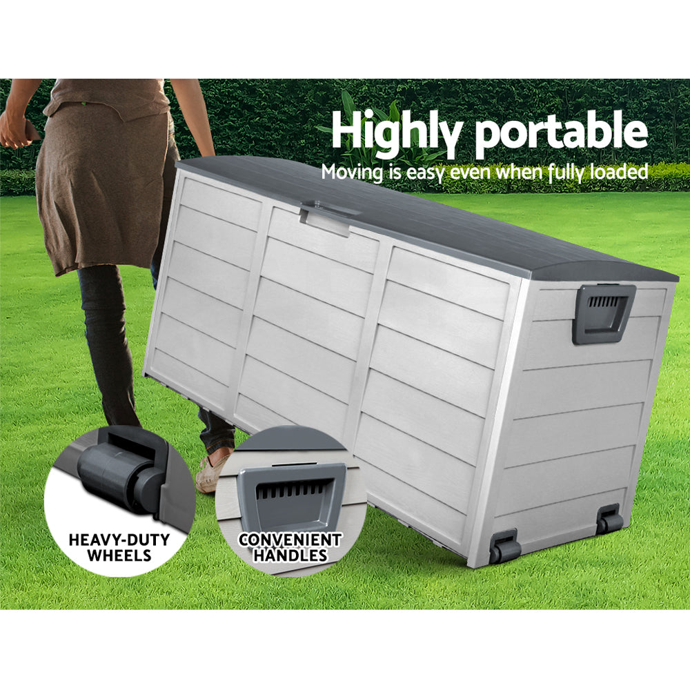 Marlook Outdoor Storage Box 290L Lockable Organiser Garden Deck Shed Tool Grey