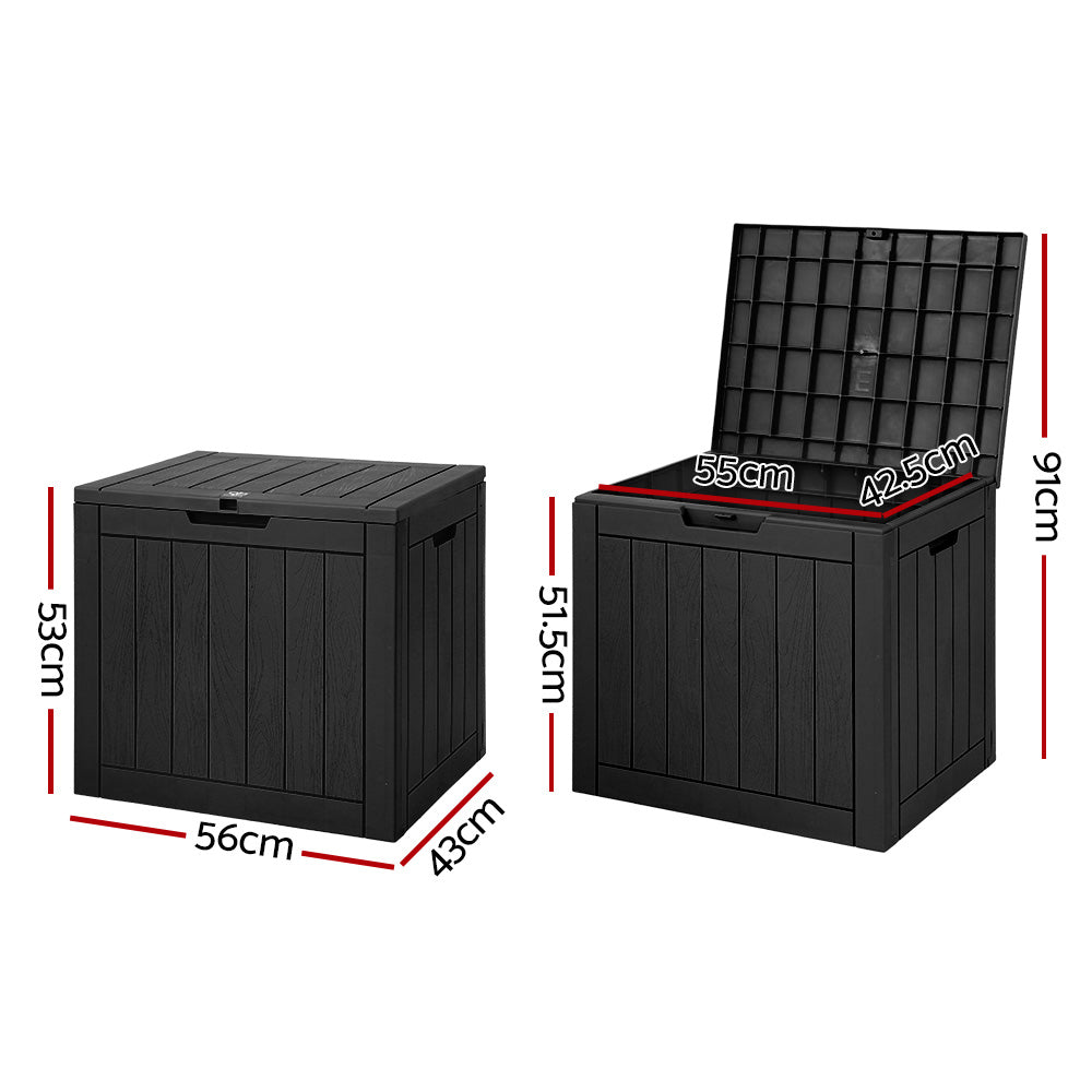 Marlook Outdoor Storage Box 118L Container Lockable Indoor Garden Toy Tool Shed Black