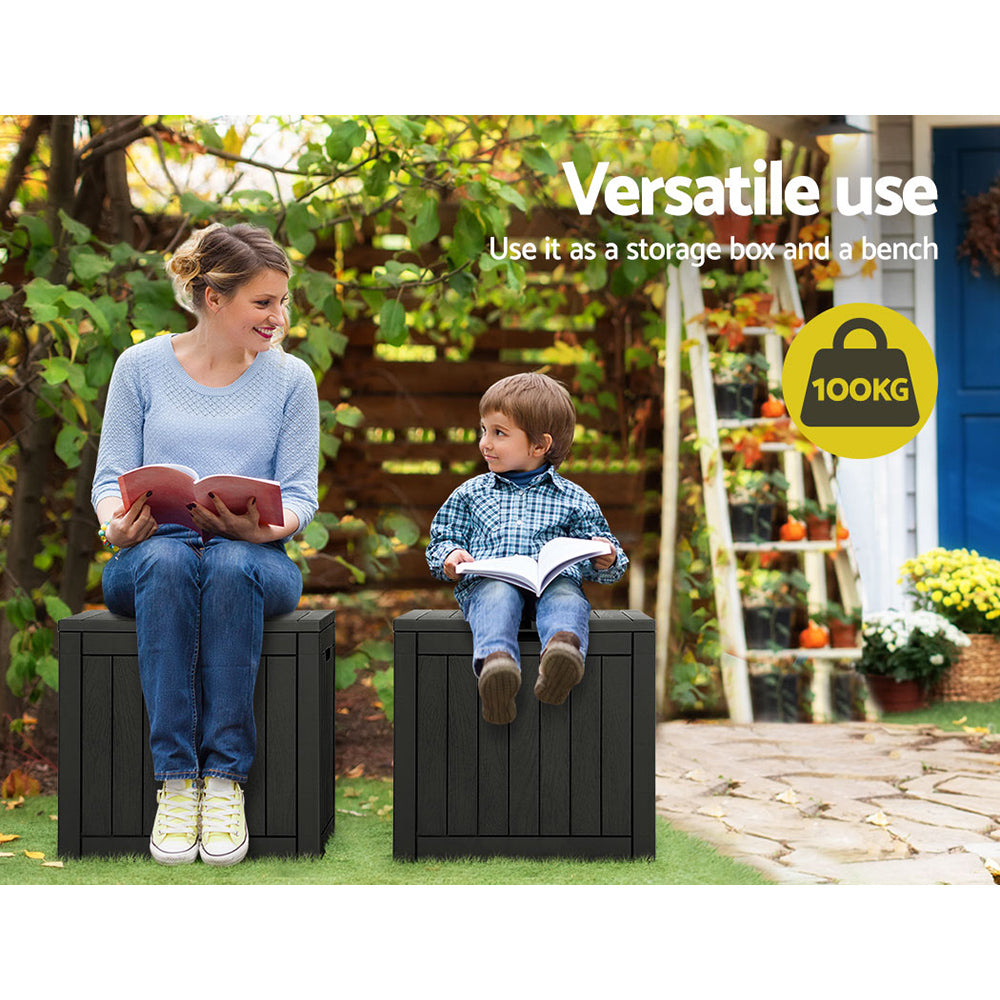 Marlook Outdoor Storage Box 118L Container Lockable Indoor Garden Toy Tool Shed Black
