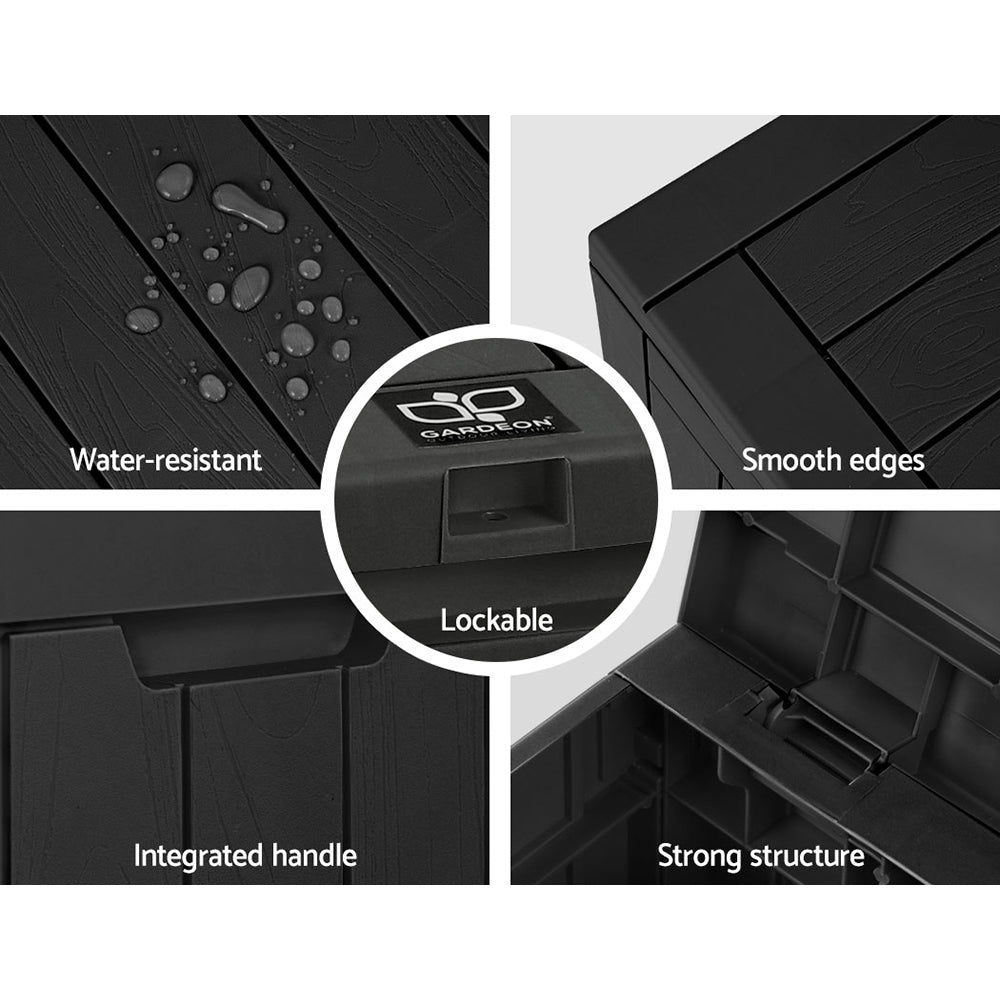Marlook Outdoor Storage Box 118L Container Lockable Indoor Garden Toy Tool Shed Black