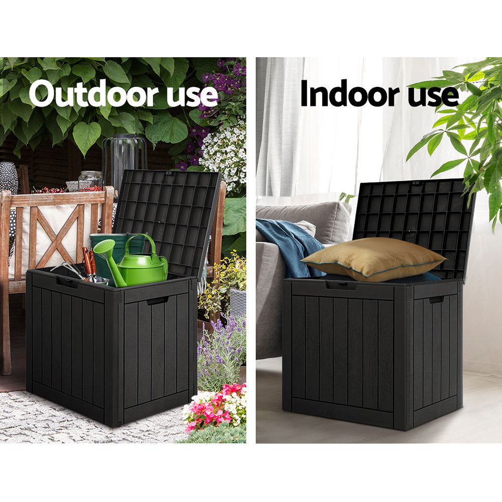 Marlook Outdoor Storage Box 118L Container Lockable Indoor Garden Toy Tool Shed Black