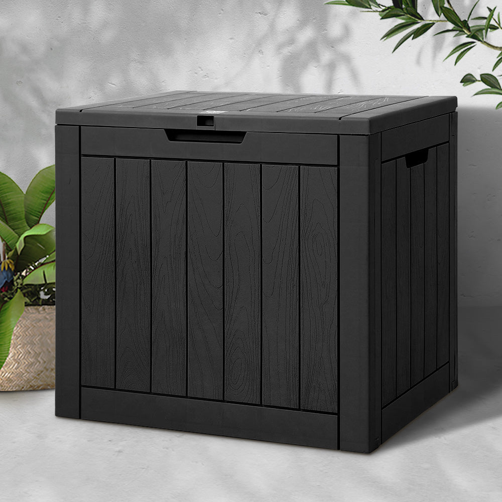 Marlook Outdoor Storage Box 118L Container Lockable Indoor Garden Toy Tool Shed Black