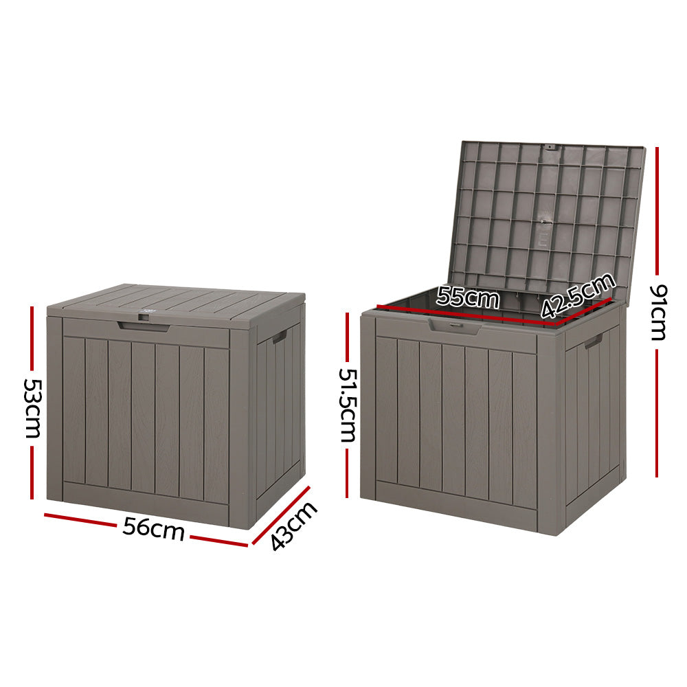 Marlook Outdoor Storage Box 118L Container Lockable Indoor Garden Toy Tool Shed Grey