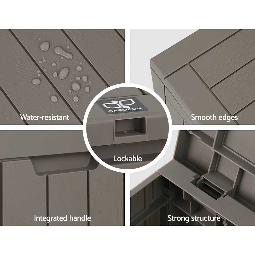 Marlook Outdoor Storage Box 118L Container Lockable Indoor Garden Toy Tool Shed Grey