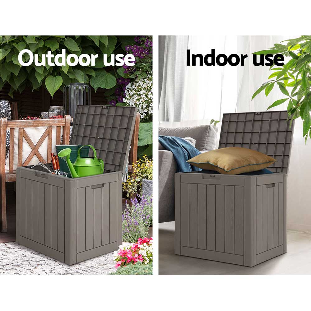 Marlook Outdoor Storage Box 118L Container Lockable Indoor Garden Toy Tool Shed Grey