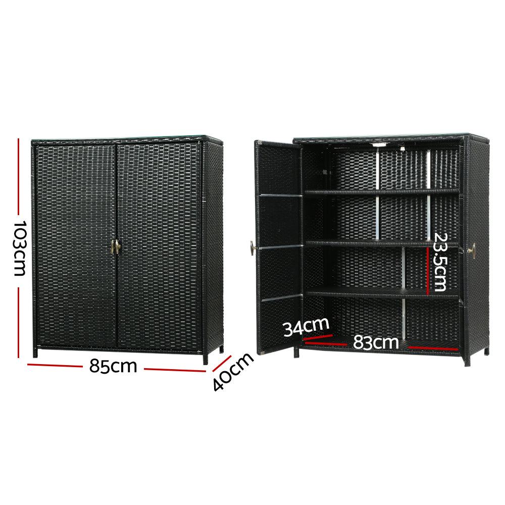 Marlook Outdoor Storage Cabinet Box Garage Wicker Shelf Chest Garden Shed Tools