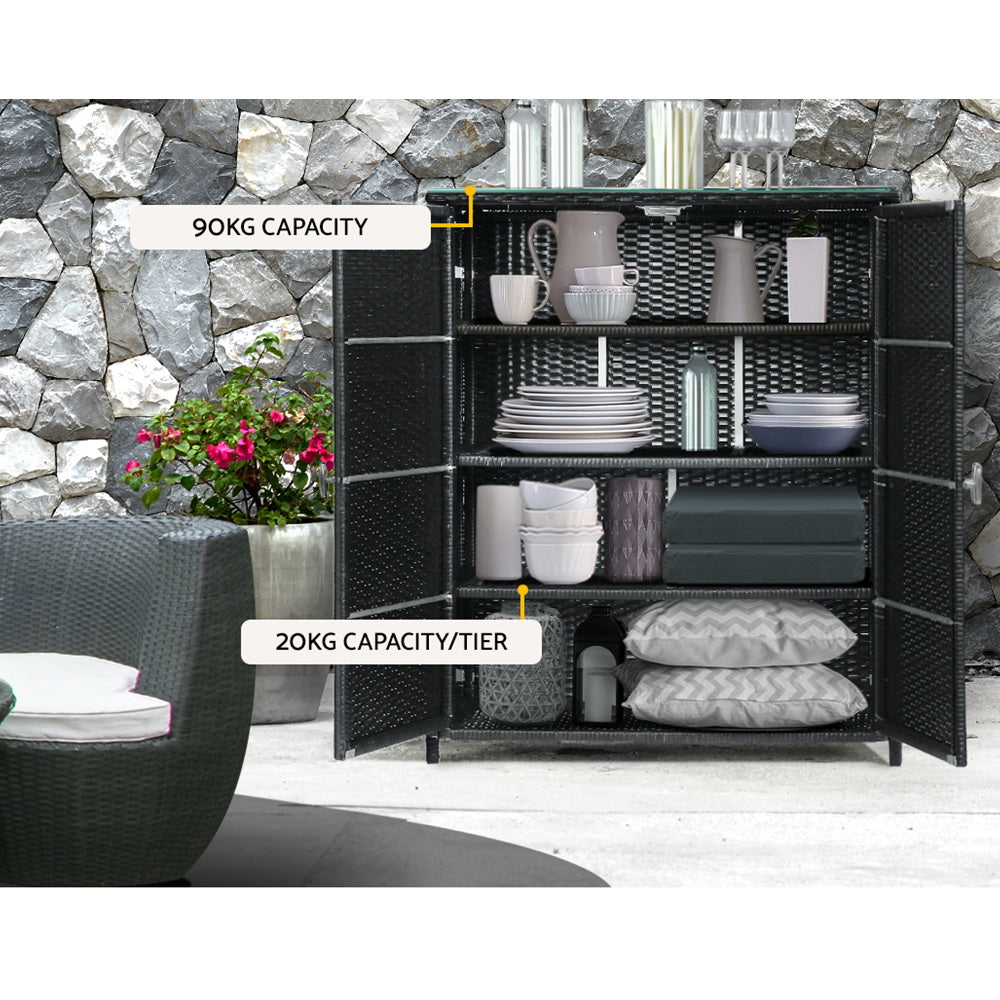 Marlook Outdoor Storage Cabinet Box Garage Wicker Shelf Chest Garden Shed Tools