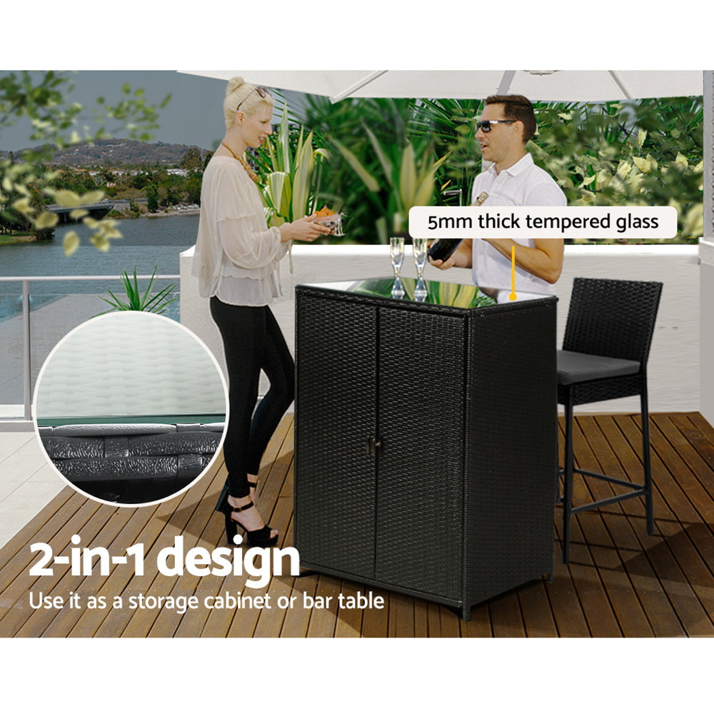 Marlook Outdoor Storage Cabinet Box Garage Wicker Shelf Chest Garden Shed Tools