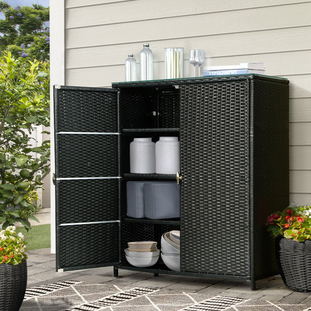 Marlook Outdoor Storage Cabinet Box Garage Wicker Shelf Chest Garden Shed Tools