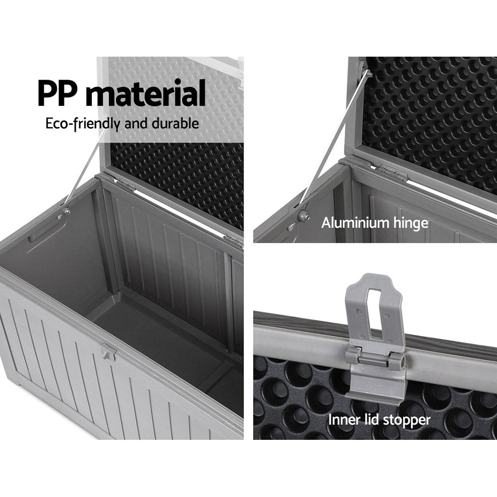 Marlook Outdoor Storage Box 190L Container Lockable Garden Bench Tool Shed Black