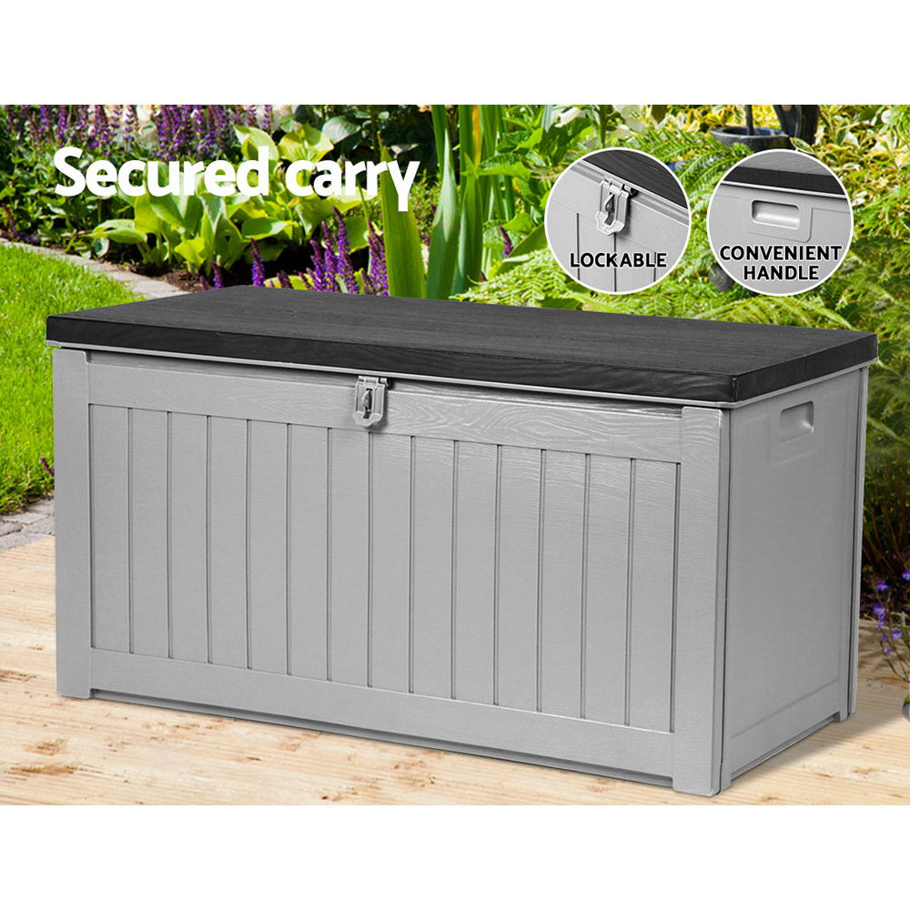 Marlook Outdoor Storage Box 190L Container Lockable Garden Bench Tool Shed Black