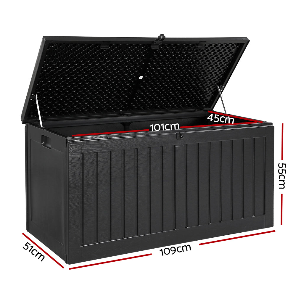 Marlook Outdoor Storage Box 270L Container Lockable Garden Bench Tool Shed Black