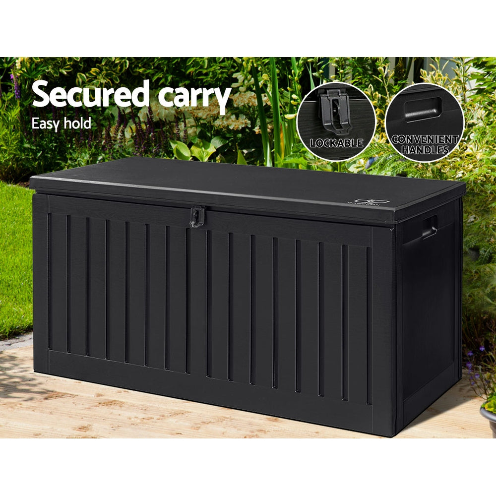 Marlook Outdoor Storage Box 270L Container Lockable Garden Bench Tool Shed Black