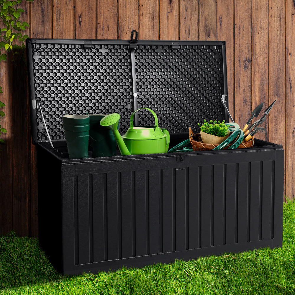 Marlook Outdoor Storage Box 270L Container Lockable Garden Bench Tool Shed Black