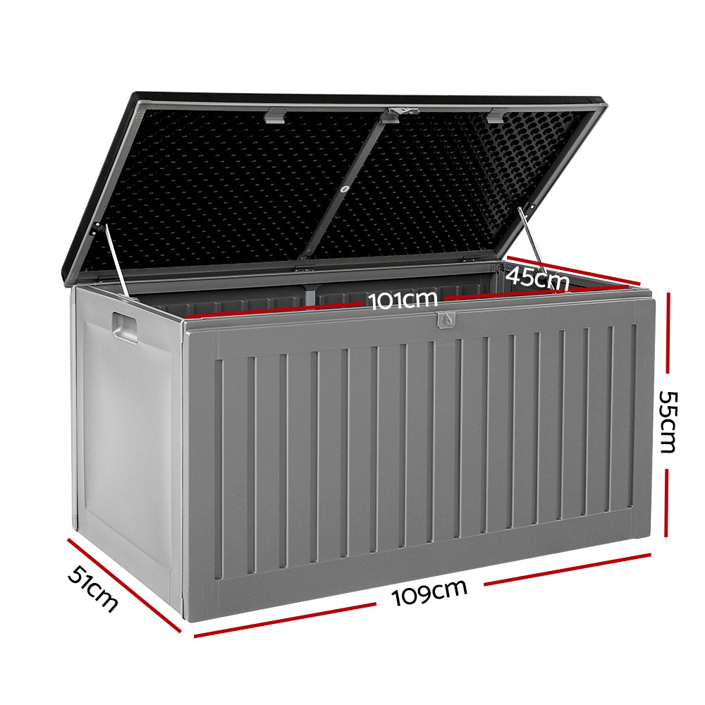 Marlook Outdoor Storage Box 270L Container Lockable Garden Bench Tool Shed Grey