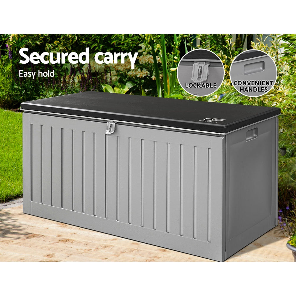 Marlook Outdoor Storage Box 270L Container Lockable Garden Bench Tool Shed Grey