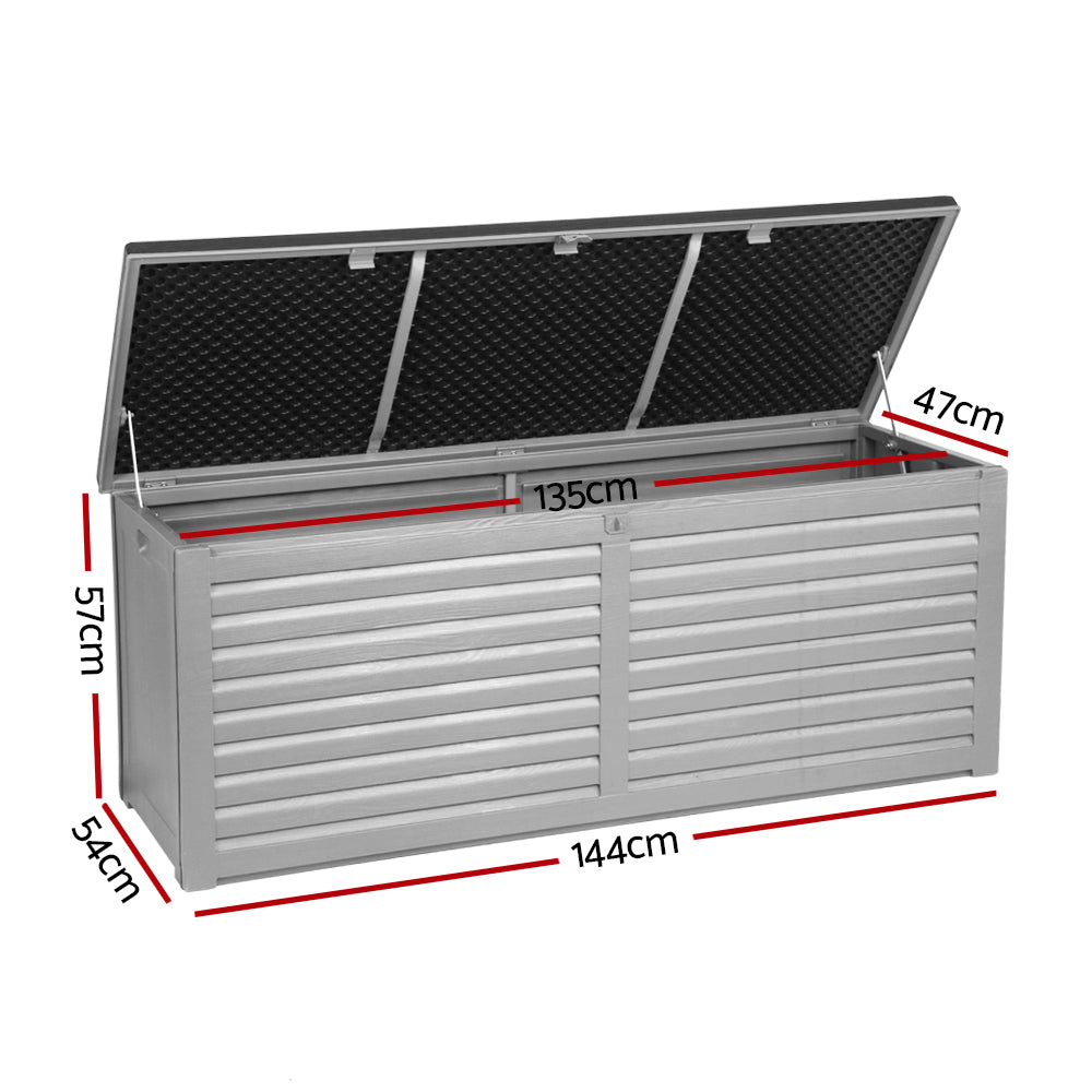 Marlook Outdoor Storage Box 390L Container Lockable Garden Bench Tools Toy Shed Black