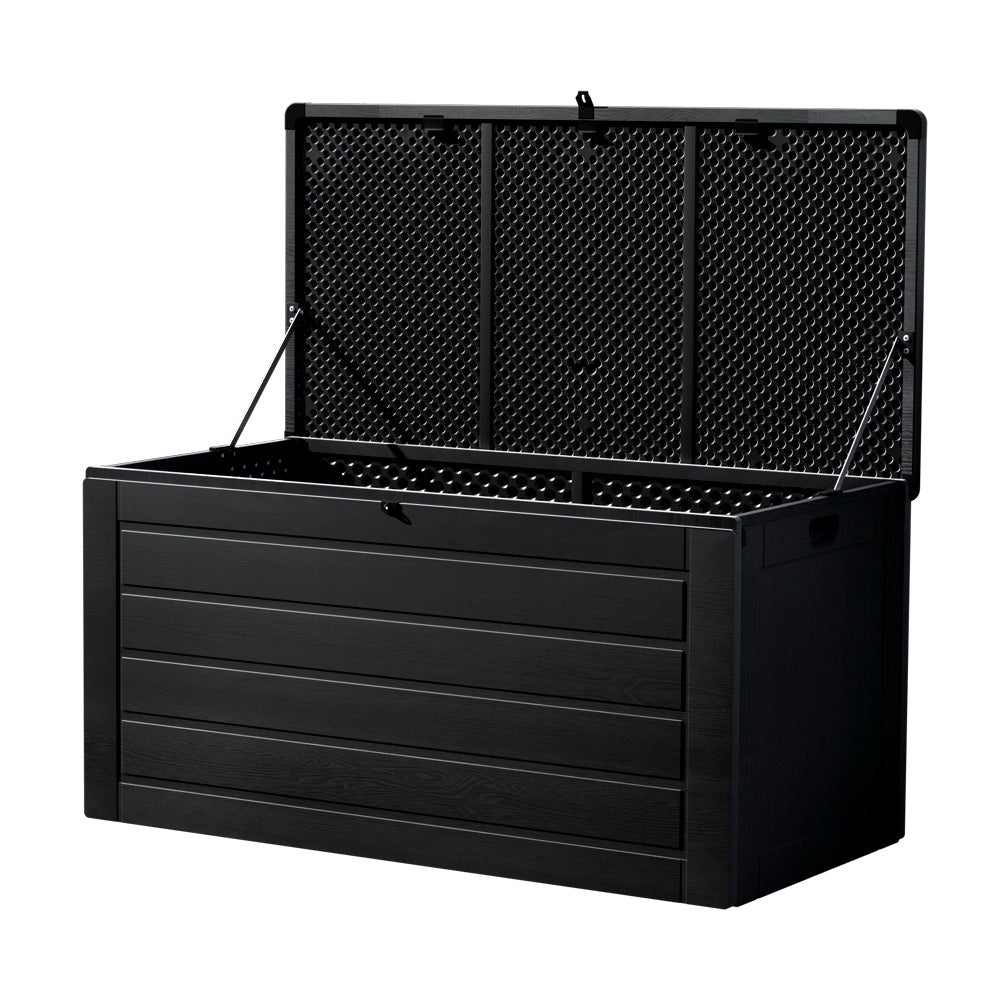 Marlook Outdoor Storage Box 680L Container Lockable Garden Bench Shed Tool All Black