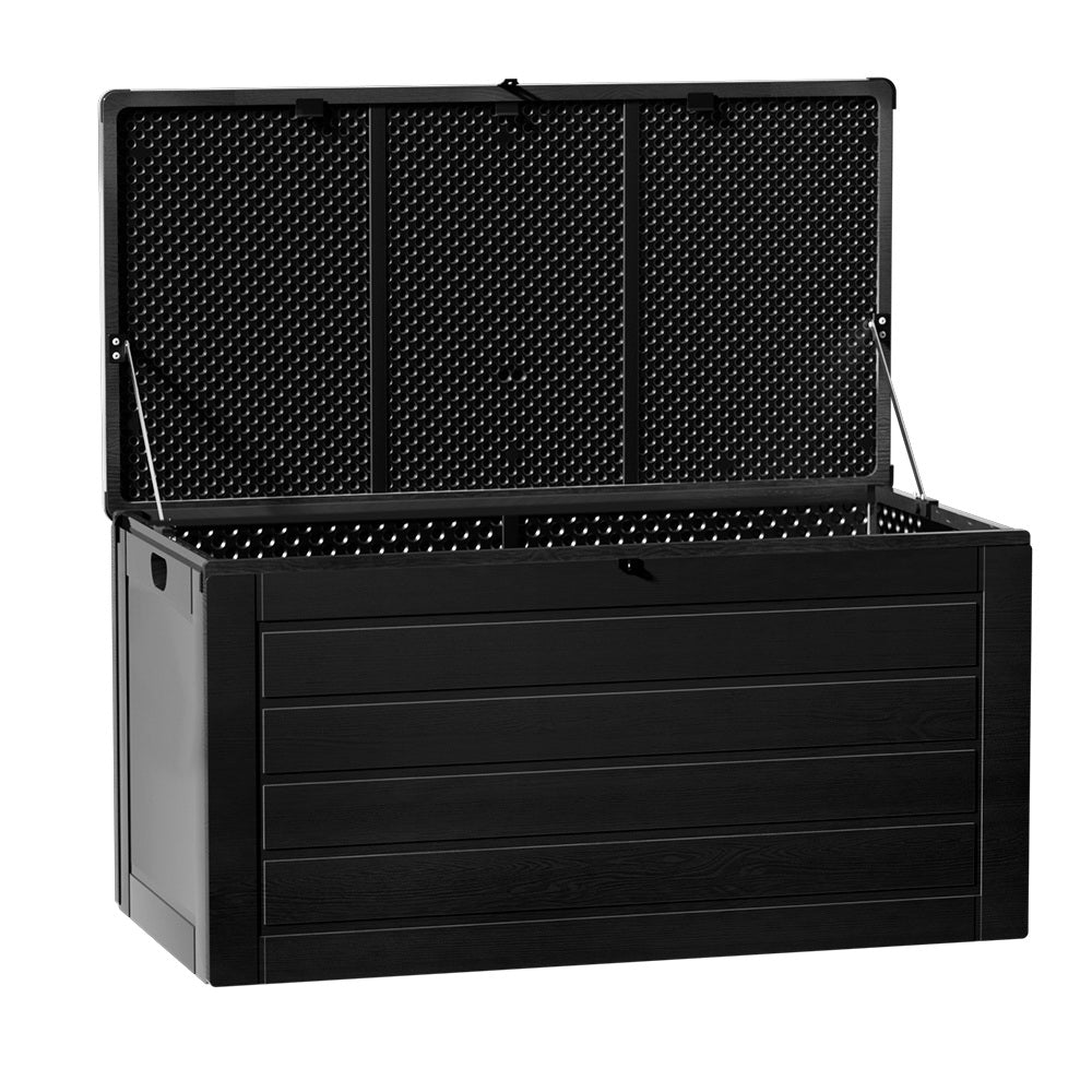 Marlook Outdoor Storage Box 680L Container Lockable Garden Bench Shed Tool All Black