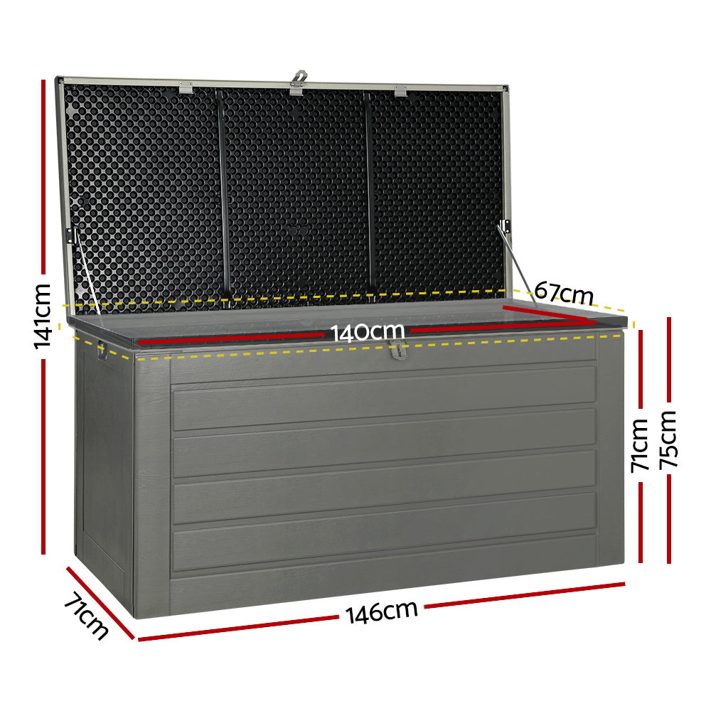 Marlook Outdoor Storage Box 680L Container Lockable Garden Bench Tool Shed Black
