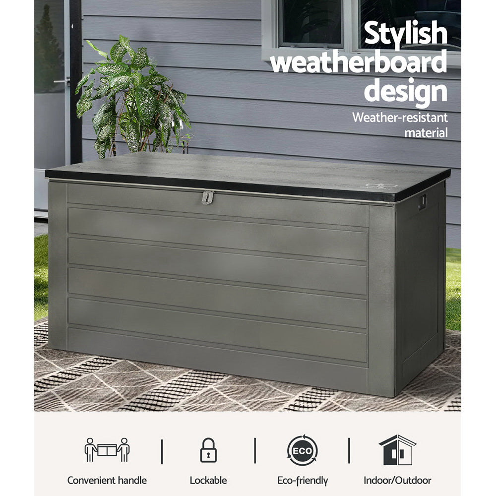 Marlook Outdoor Storage Box 680L Container Lockable Garden Bench Tool Shed Black